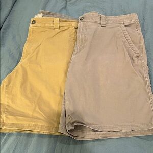 Columbia Men's Flat Front Shorts (2) - Khaki and Gray